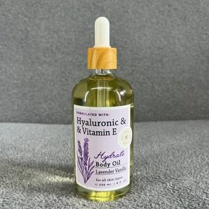 Hyaluronic & Vitamin E‎  Hydrating Body Oil Lavender Vanilla 8 oz Home & Body Co